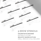 Dual-Color Eyebrow Stamp Stencil Kit with 5 Reusable Eyebrow Stencils for Professional Brow Stamping Shaping Kit and Instant Long Lasting Filling and Waterproof Tinting Definer