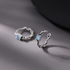 SLUYNZ 925 Sterling Silver Blue CZ Hoop Earrings for Women Teen Girls Retro Huggie Hoop Earrings