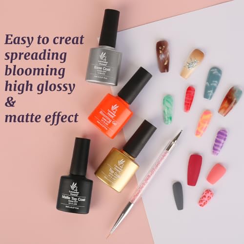 Lavender Violets Gel Nail Polish Set,UV LED Base,Glossy n Matte Top Coat,Blooming Gel Brush Pen Christmas Red Green Colors Sliver Glittery Gold White Pink Nail Art Women Beauty Gift 997