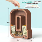 Summidate Wooden Letter Piggy Bank, Extra Thick Large Capacity Piggy Bank for Kids Boys Girls Toddler, Alphabet Q Money Bank| Coin Box Birthday, Christmas, Festival