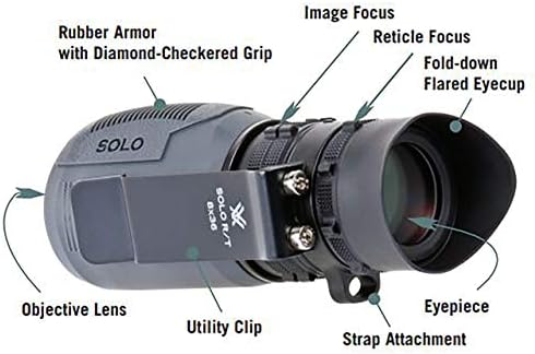 Vortex Optics Solo R/T 8x36 Monocular - MRAD Based Ranging Reticle, Utility Clip, Adjustable Eyecup, Rubber Armor, Non-Slip Grip, Fogproof, Waterproof - Unlimited, Unconditional Warranty