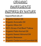 '-Cedarwood- Grass-Fed Beef Tallow and Organic Oils - Scented with Organic Essential Oils - Artisanal Bar Soap - 3 Pack - Each Bar Unique-