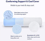 C CUSHION LAB Roll Pillow for Neck Relief - Extra Dense Memory Foam Round Cylinder Bolster for Cervical Support, Spondylosis, Neck Pain Relief, & Spine Lumbar Traction - Washable Cover & Travel Bag