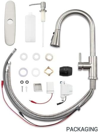 APPASO Touchless Kitchen Faucet, Motion Sensor Kitchen Sink Faucet with Pull Down ABS Sprayer 3 Modes, Activated Hands Free Faucets for Kitchen Sink with Soap Dispenser Stainless Steel, Brushed Nickel