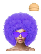 Short Bob Hair Wigs Straight with Flat Bangs Synthetic Colorful Cosplay Daily Party Neon Wig for Women + Free Wig Cap 12" Natural As Real (Afro, Purple)