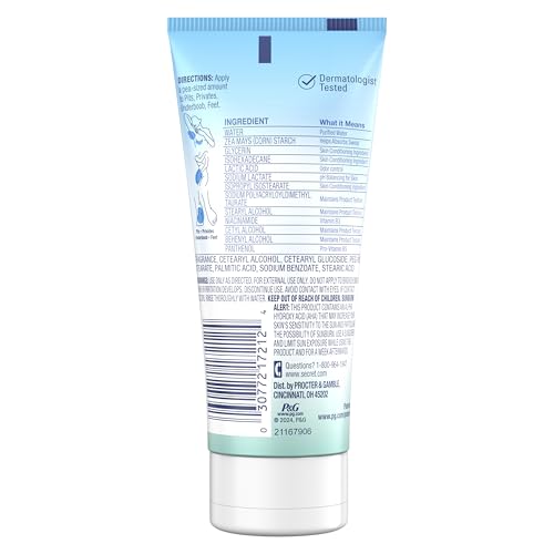 Secret Whole Body Deodorant Dry Feel Cream + Absorbs Sweat for Women, Light & Fresh Scent, Aluminum Free Deodorant, 72 HR Odor Protection, 3.0 oz