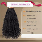 Goddess Box Braids Crochet Hair 14inch Boho 3X Crochet Braids with Curly Ends 8 Packs Protective Hairstyle Synthetic Braiding Hair Extensions for Black Women (14 Inch, 1B)