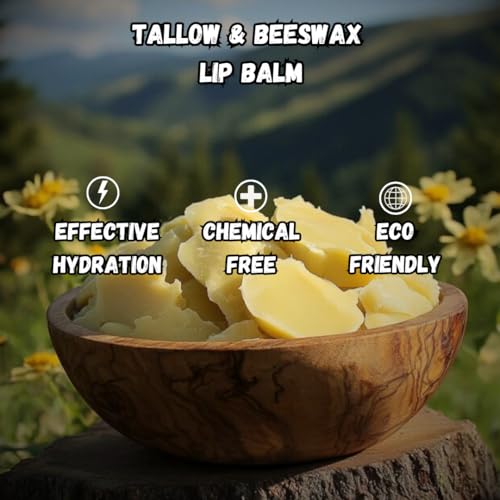 Beef Tallow Lip Balm 100% Grass Fed & Organic, Animal Based Skincare, Carnivore Beauty, Natural Hydrating (4 Pack), Black