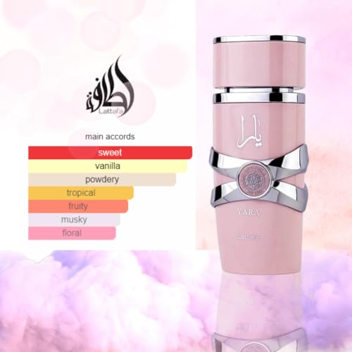 Lattafa Yara for Women Eau de Parfum Spray, 3.4 Ounce (Pack of 3)