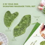 2PCS Jade Stone Gua Sha Set Face Massager Jade Gua Sha Facial Tools Body Lymphatic Drainage Massager Face Guasha Face Sculpting Tool Skin Care Set Gifts for Women Gua Sha Sculpting for Tighten Skin