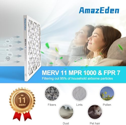 14x14x1 AC Air Filter MERV 11 (6-Pack) MPR 1000 FPR 7 HVAC Furnace Pleated Filters Dust Defense Replacement for Home (Actual Size: 13.75x13.75x0.75 Inches)