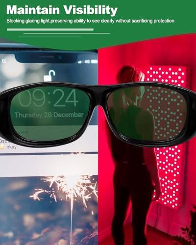 LIGHTMEUP Red Light Therapy Glasses Eye Protection for Infrared & LED Light Sessions Lightweight Goggles