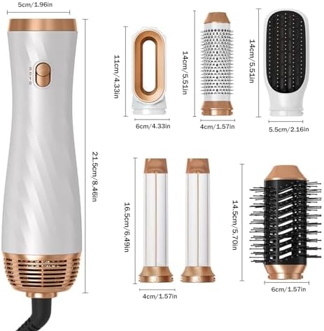 6 in 1 Blow Dryer Brush, Detachable Hair Dryer Brush Air Curler Air Styler Wrap, Curly Twist Hot Air BrushCurling Iron Brush, Blow Dryer Hot Brush Styler Negative Ion, Travel Hair Styling Tool
