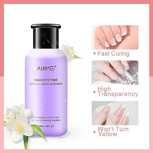 AIJIMEI Acrylic Nail Kit Acrylic Powder and Professional Liquid Monomer Acrylic Nail Tools Set Nail Extension Acrylic Nail System Nail Art Starter Kit