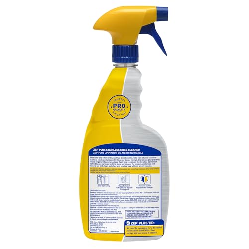 Zep Plus Stainless Steel Cleaner - 32 Fl OZ - R53512-2-in-1 benefits clean while preventing future fingerprints and smudges, (Pack of 2)