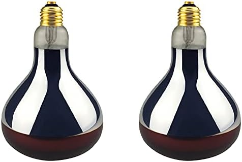 2 Pack Heat Lamp Bulb R40 250 Watt Roasted Red Infrared Explosion Proof Glass Heat Lamp Bulb for Reptiles, Chicks, Food, Bathroom, and Light Therapy, Use E26 Base