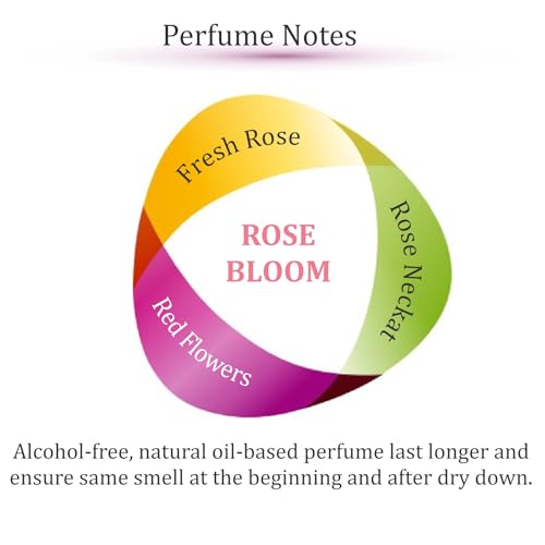 Zoha Rose Bloom Oil Perfume for Women & Men, Roll On Perfume Oil and Rose Perfume Spray, Alcohol Free Skin Moisturizing Rose Oil Perfume