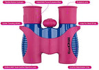 Binoculars for Kids, Girls or Boys Real Kids Binoculars in Vibrant Pink Blue - includes Sticker Book with 40 Bird Species - Kids Toys Small Binoculars, Toddler Binoculars
