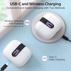 TAGRY Bluetooth Headphones True Wireless Earbuds 60H Playback LED Power Display Earphones with Wireless Charging Case IPX5 Waterproof in-Ear Ear buds with Mic for TV Smart Phone Laptop Computer Sports