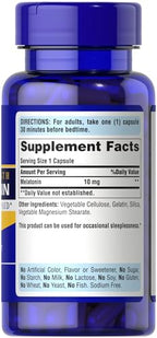 Puritan's Pride Premium Super Strength Melatonin 10mg Sleep Aid, Dietary Supplement for Sound, Restful, & Longer Sleep Support, 4 Month Supply, 120 Rapid Release Capsules, 2 Pack (Packaging May Vary)