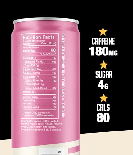 Loco Coffee Cake Oat Milk Latte Cold Brew Coffee [Cake] 11 Ounce Can, 12 Count | Medium Roast, 180mg Caffeine | Gluten Free and Dairy Free | Low Sugar, Low Calorie Iced Coffee