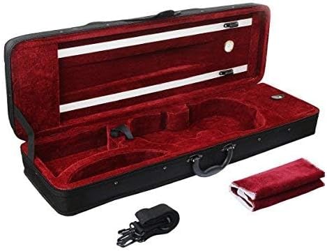 FINO 4/4 Full Size Violin Case Professional Oblong Violin Hard Case with Built-in Hygrometer,Super Lightweight Portable Carrying Bag Slip-On Cover with Backpack Straps,Black