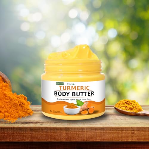 Turmeric Face Cream – All Natural Skin Brightening Lotion – Turmeric Whipped Body Butter for Dark Spots, Hyperpigmentation – Turmeric Skincare Cleanses, Fights Acne, Evens Tone, Scars, Sun Damage
