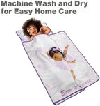EVERYDAY KIDS Toddler Nap Mat with Removable Pillow - Born to Dance African American Ballerina - Carry Handle with Straps Closure, Rollup Design for Preschool, Daycare, Sleeping Bag - Ages 2-6 Years