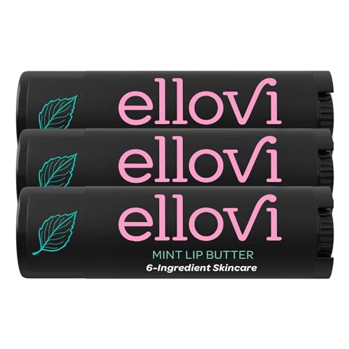 Natural Lip Butter Lip Balm - Mint - Pure Enough to Eat - Made With Just 6 Vegan Ingredients - Moisturizing Lip Care for All Day Hydration (3-Pack)