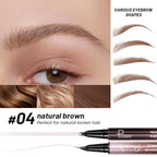 Curved Eyebrow Pen, 2 in 1 Dual Ended Microblading Eyebrow Pencil, Waterproof and Last All Day 4 Tip Brow Pencil with Precise Tip, Create Natural Hair Like Brows and Eyeliner (Natural Brown)