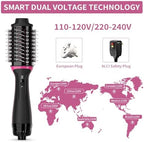 Dual Voltage Hair Dryer Brush for European Travel, 120V - 240V One Step Hair Dryer and Styler Volumizer, Professional Blow Dryer Brush with Negative Ion Anti-frizz for Drying, Straightening, Salon
