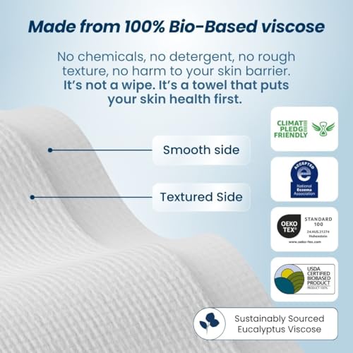 Clean Skin Club Clean Towels XL™, 100% USDA Biobased Face Towel, Disposable Face Towelette, Eczema Association Accepted, Makeup Remover Dry Wipes, Ultra Soft (30 Count (Pack of 3))