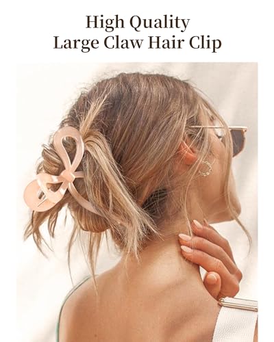 Yanibest Elegant Bow Hair Claw Clips Stylish Large Hair Clips for Thin and Thick Hair | Holiday Gift for Teen Girls | Chic Hair Styling Accessories for Women (Beige/Pink)