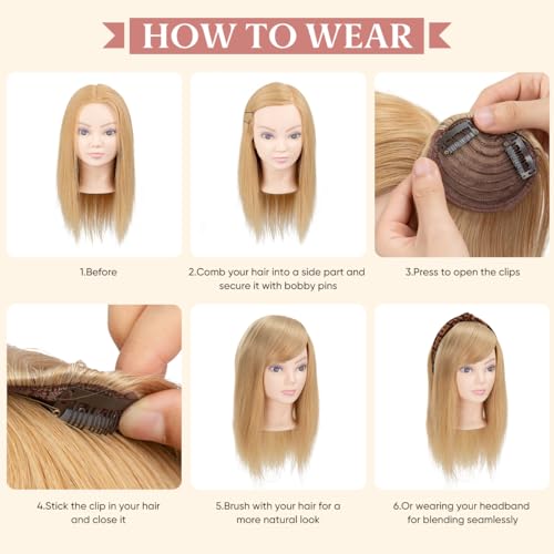 SARLA Black Brown Side Bangs Clip in Synthetic Hair Pieces Straight Bangs Extension for Women