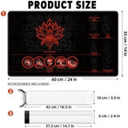 MTG Playmat with Play Zones – Magic Play mat Card Game Mat for Magic The Gathering, Lotus & Basic Lands Design, 24x14 inch, Stitched Edge, Non-Slip Base with Prismatic Playmat Tube-Red Zone