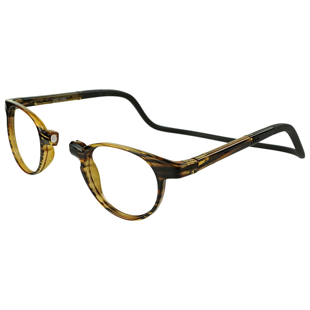 Clic Magnetic Reading Glasses for Men or Women, Soft Foldable Band, Computer Readers, Taku (S-XL, Havana, 2.50 Magnification)