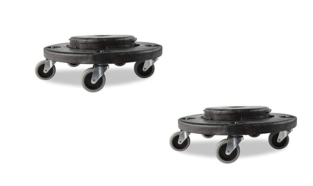 Rubbermaid Commercial Products Brute Twist on/Off Round Dolly, Black, Use with BRUTE Trash Can, Pack of 2