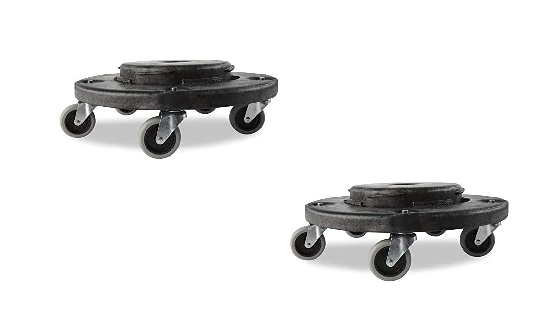 Rubbermaid Commercial Products Brute Twist on/Off Round Dolly, Black, Use with BRUTE Trash Can, Pack of 2