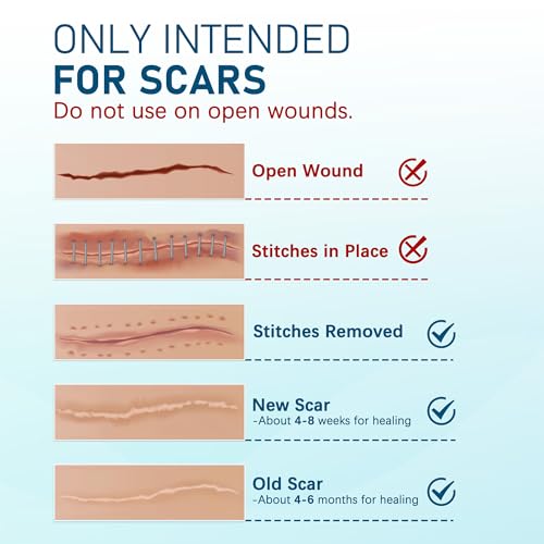 Silicone Scar Sheets, Large 10Pcs 4” x 7” Each, Medical Silicone Tape for Scar Treatment, Scar Patches for C-Section, Keloid Bump, Stretch Marks, Burn, Acne, Surgical Scar Removal
