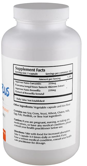 One Planet Nutrition Nano Curcumin Plus 500 mg Veggie Capsules (120 Servings), Nano Curcumin with Boswellia for High Absorption, Supports Joint & Immune Health, Non-GMO, Vegan, Gluten-Free