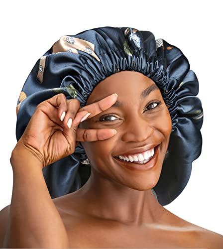 Winitas Large Silk Satin Bonnet for Black Women Curly Hair Adjustable