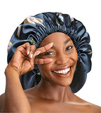 Winitas Large Silk Satin Bonnet for Black Women Curly Hair Adjustable