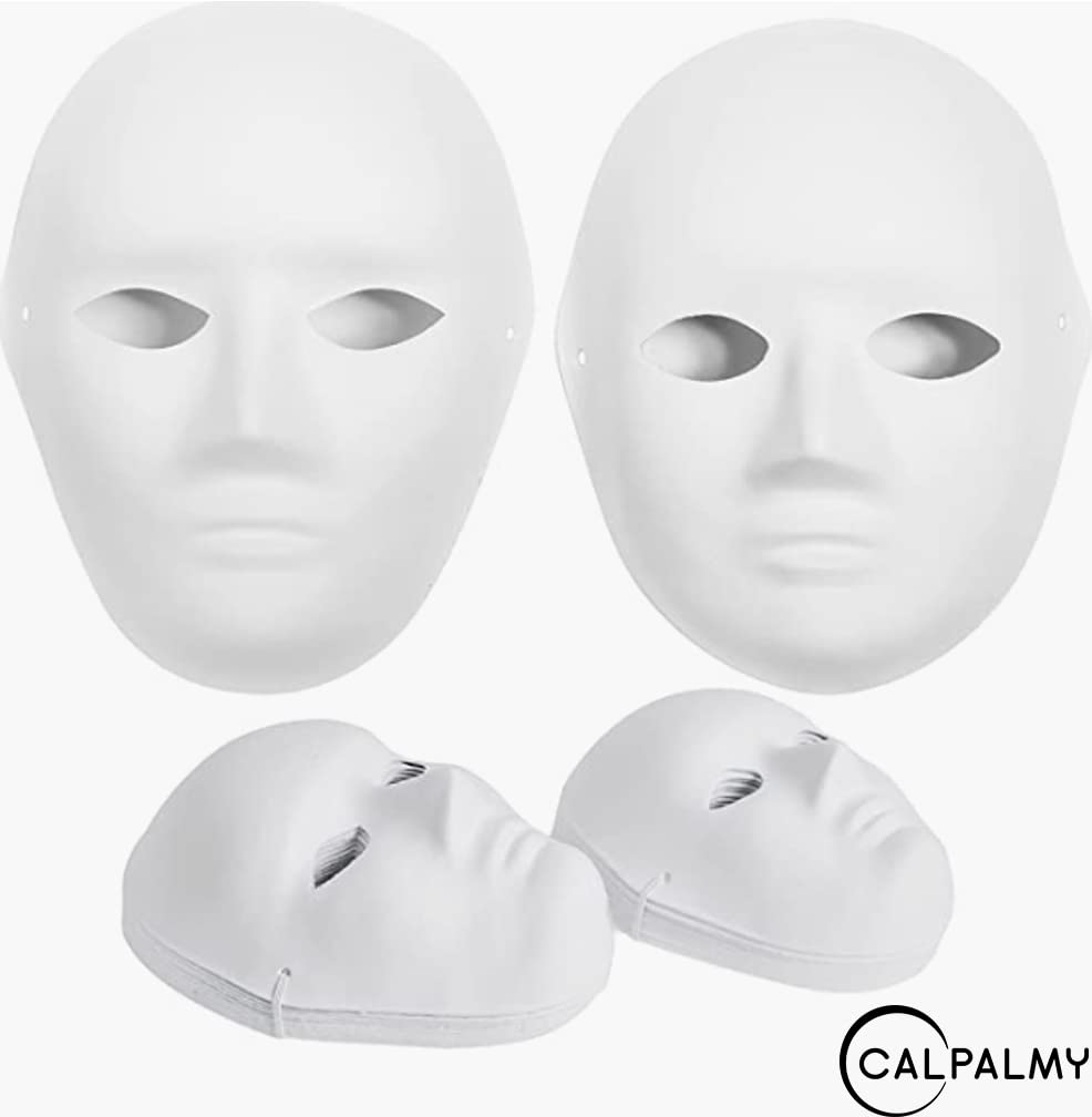 30 Pack Paper Mache Masks - 2 Sizes for Artistic Projects, Theater, Halloween, Masquerade Parties, Classroom Art