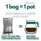 Sarasota Coffee Ground Packets | Gourmet Flavored Medium Roast Grounds Packs | Christmas Holiday | Low Acid Mold Free Bulk Individual Single Pot Pouches for 12 Cup Coffee Maker | 2 oz Bags, 12 Count