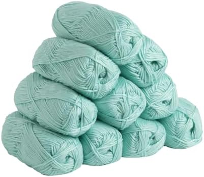 Knit Picks Mighty Stitch Acrylic and Superwash Wool Blend Worsted Weight Green Yarn Pack - 10 skeins of 100g Each - 2080 Yards Total (Mint)