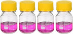 PATIKIL 4 Pack Reagent Media Storage Bottles, 100ml Borosilicate Glass Graduated Round Bottles with GL32 Yellow Screw Cap for Lab Water Reagent Liquids, Clear