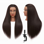 Hairginkgo Mannequin Head 26"-28" Yaki Synthetic Fiber Training Head Braiding Head Hair Styling Manikin Cosmetology Doll Head Hairdresser Training Model for Cutting Braiding with Clamp 92022BY0220
