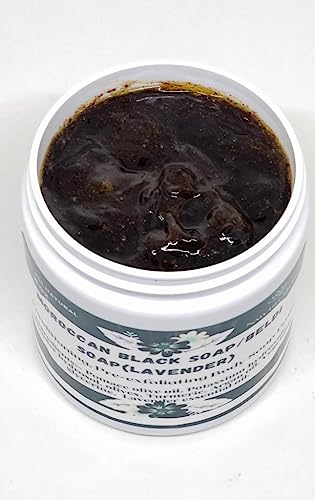 Moroccan Black Soap/Exfoliating Soap/Beldi Soap/Savon Noir(With Rose/Lavender & Turmeric) (Rose)