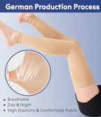 KEKING Thigh High Compression Stockings Footless, Unisex, 15-20mmHg Leg Support Compression Sleeves with Anti-Slip Silicone Band, Opaque, Treatment Swelling, Varicose Veins, Edema, DVT, Beige 4X-Large