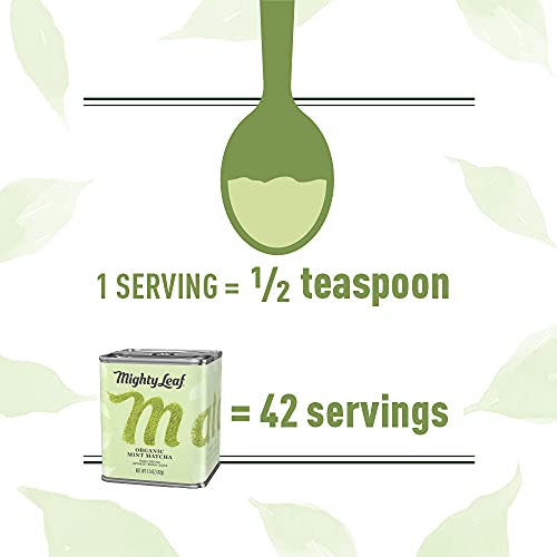 Mighty Leaf Tea, Organic Mint Matcha Green Tea Powder, 1.5 Ounce Tin, Japanese Matcha with Mint Powder, Unsweetened